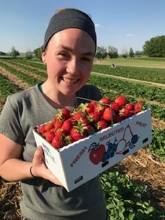 Sara found strawberries.